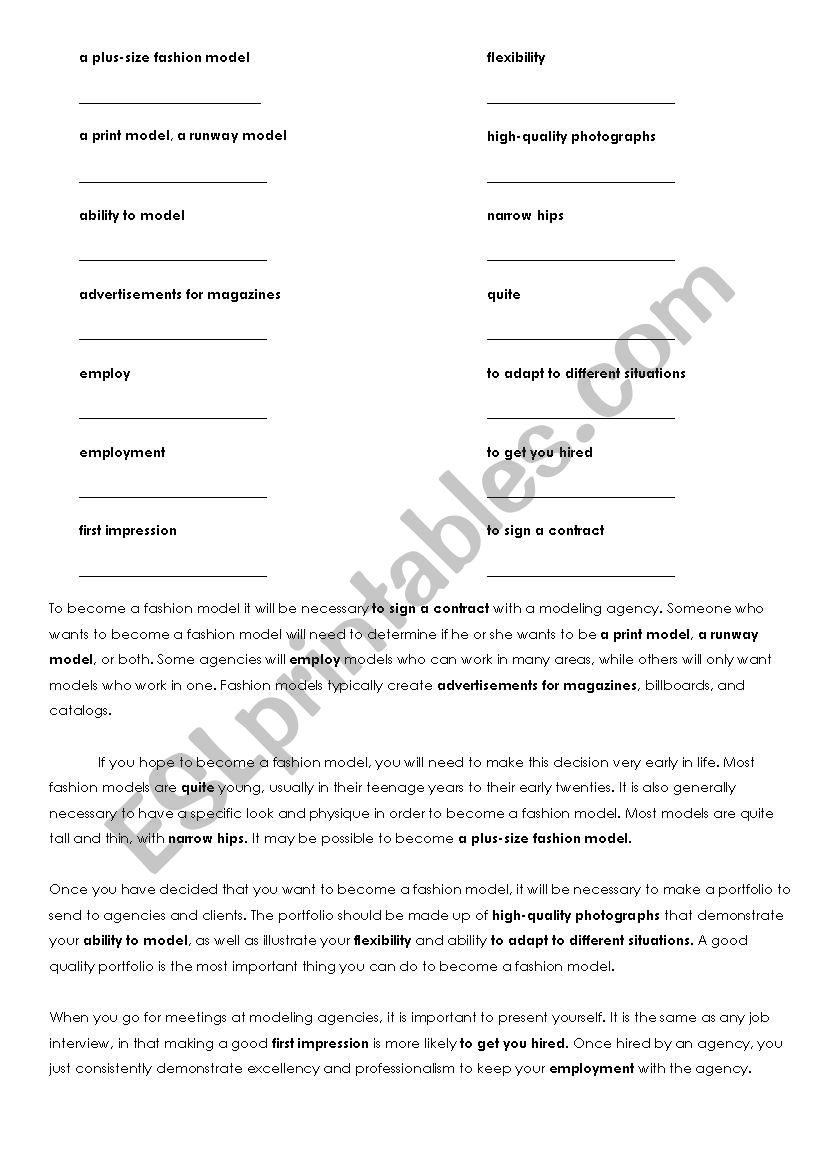 becoming-a-fashion-model-fashion-english-esl-worksheet-by-catherine-ki