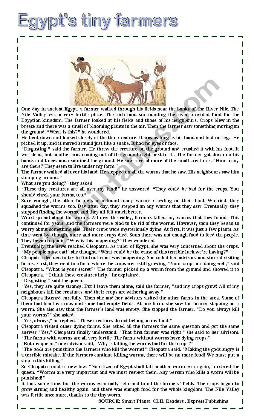 EgyptÂ´s tiny farmers worksheet