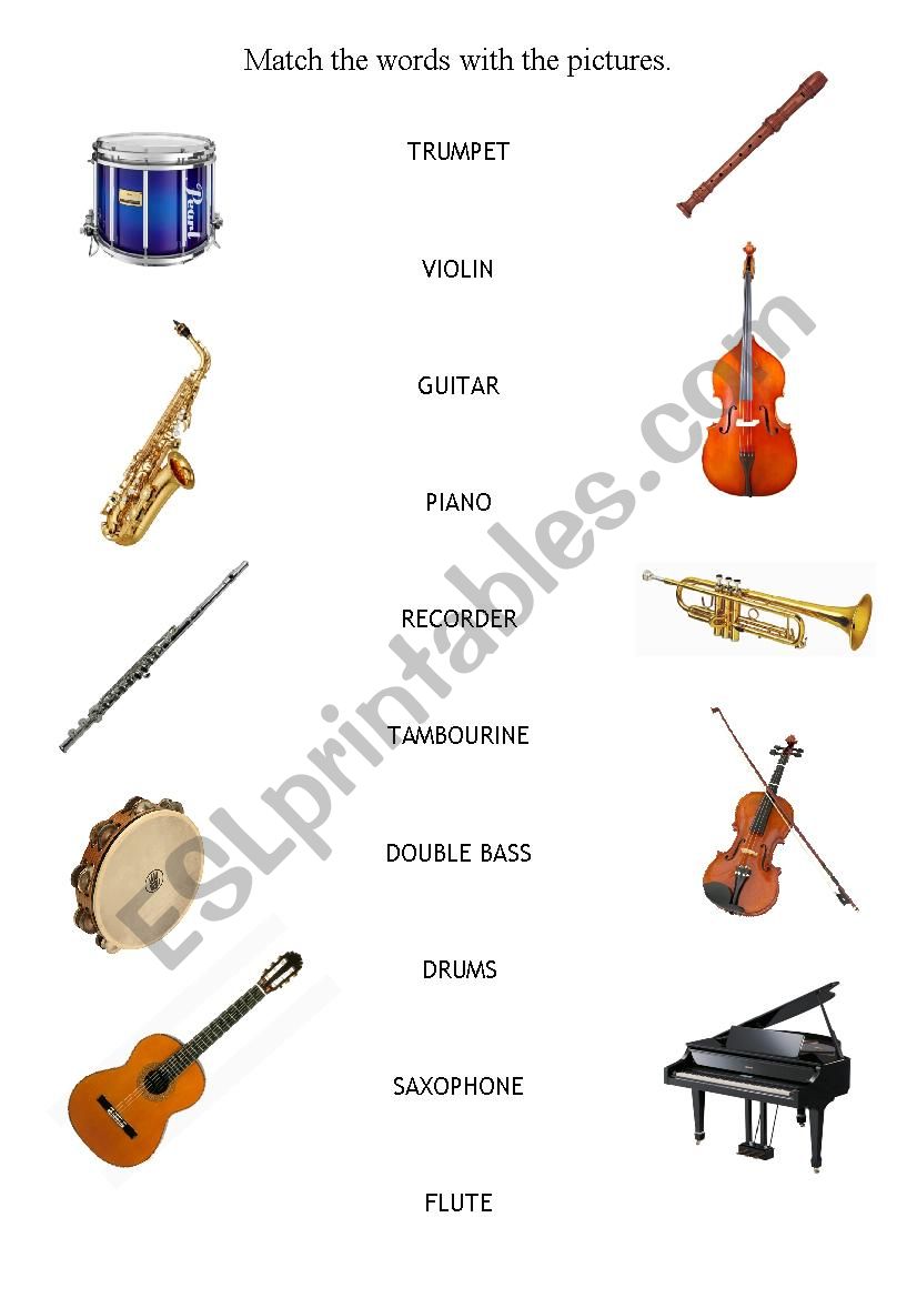 Musical Instruments Matching Activity