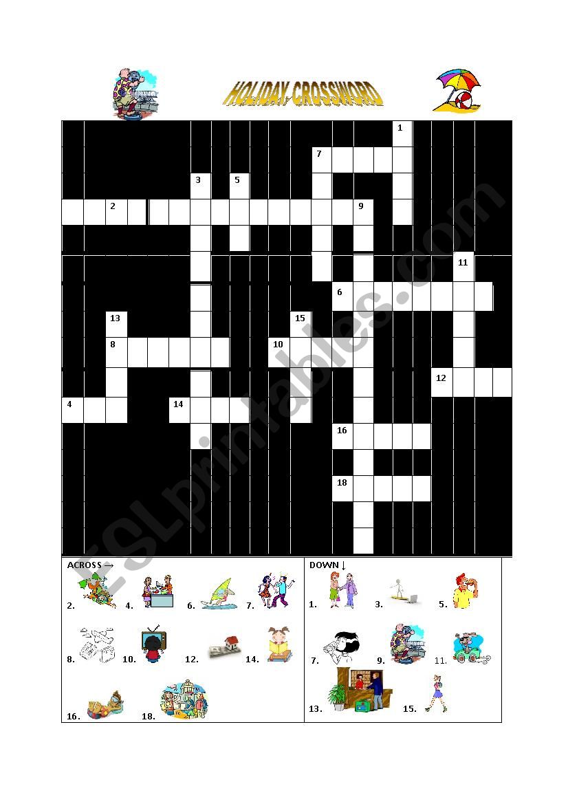 HOLIDAY VERBS CROSSWORD worksheet