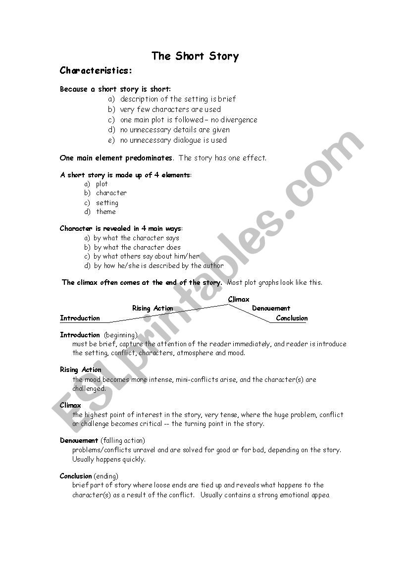 The Short Story  worksheet