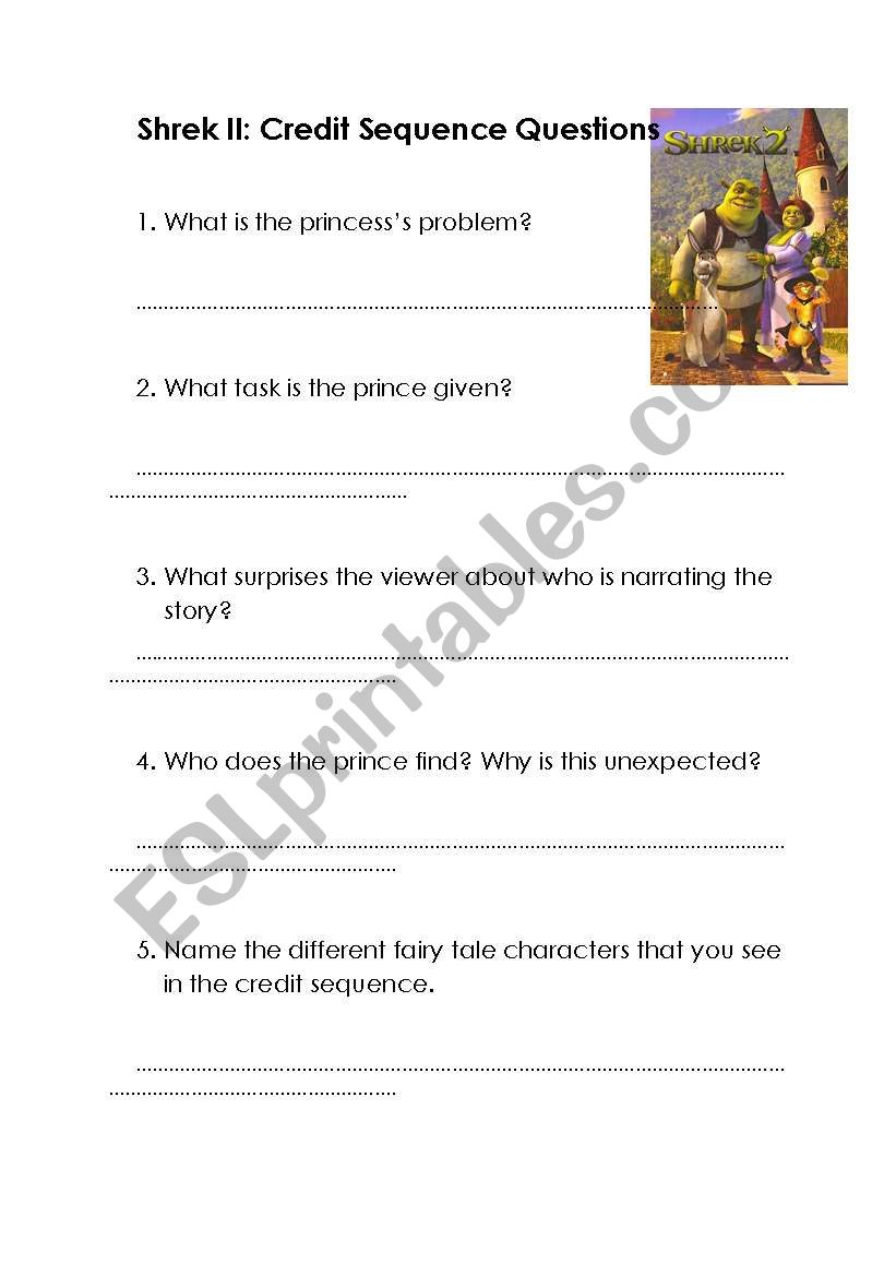 Shrek II Credit Sequence Questions