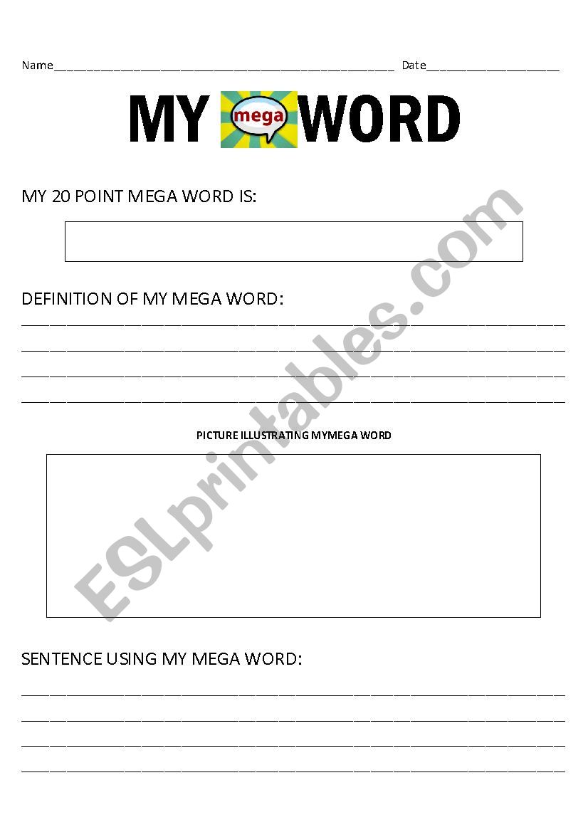 My MEGA Word worksheet