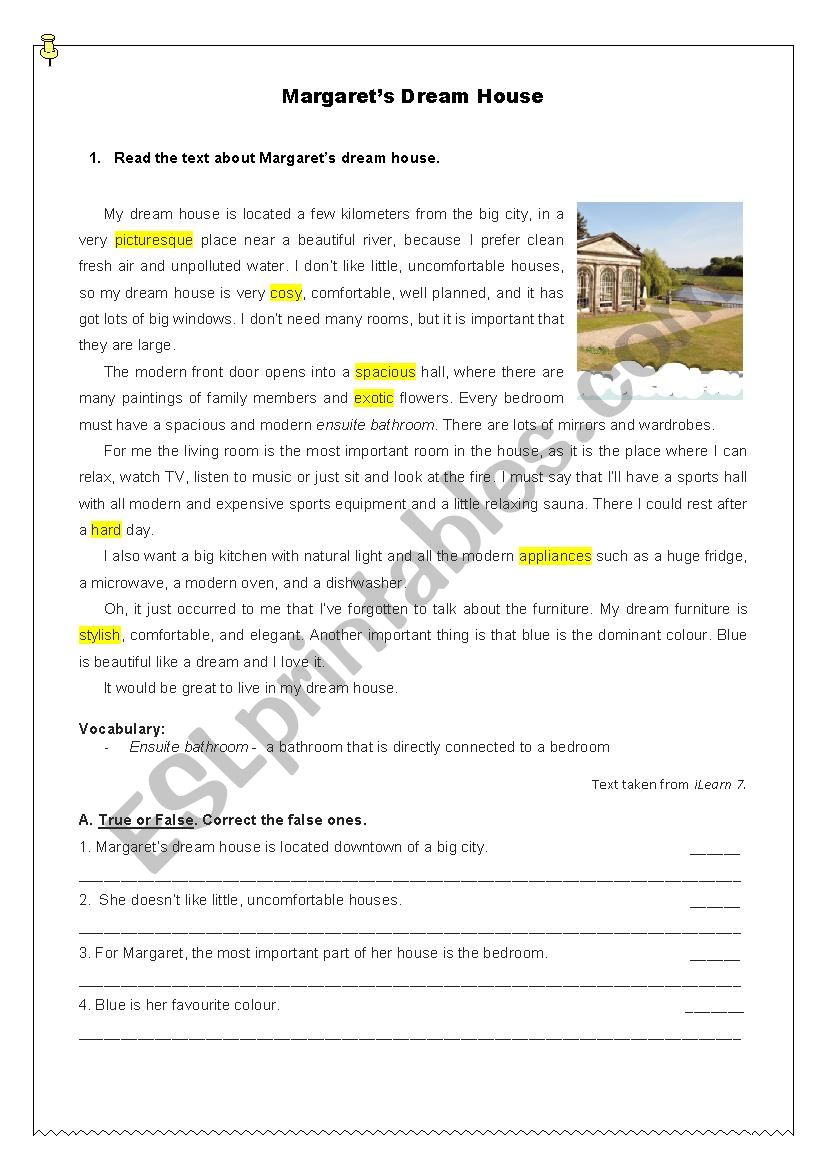 MargaretÂ´s Dream House worksheet