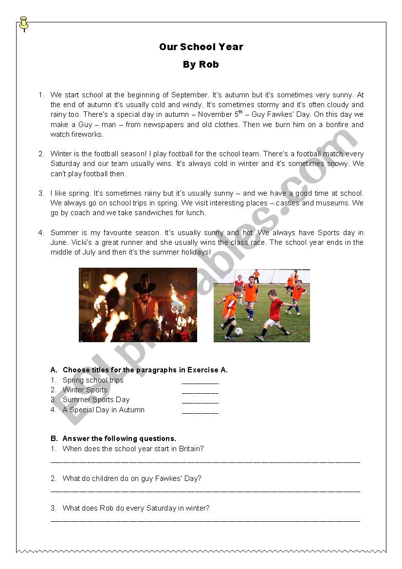 Our schoolo year worksheet