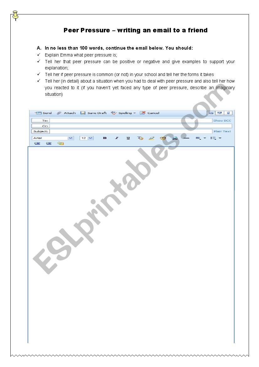 Peer Pressure - writing an email to a friendd