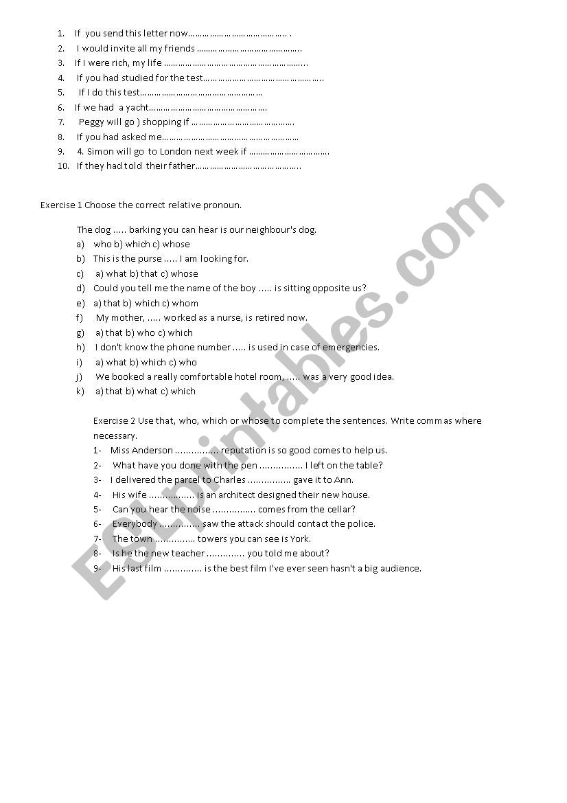 conditinal sentences-relative clauses