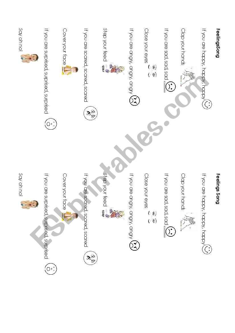 Feelings song worksheet
