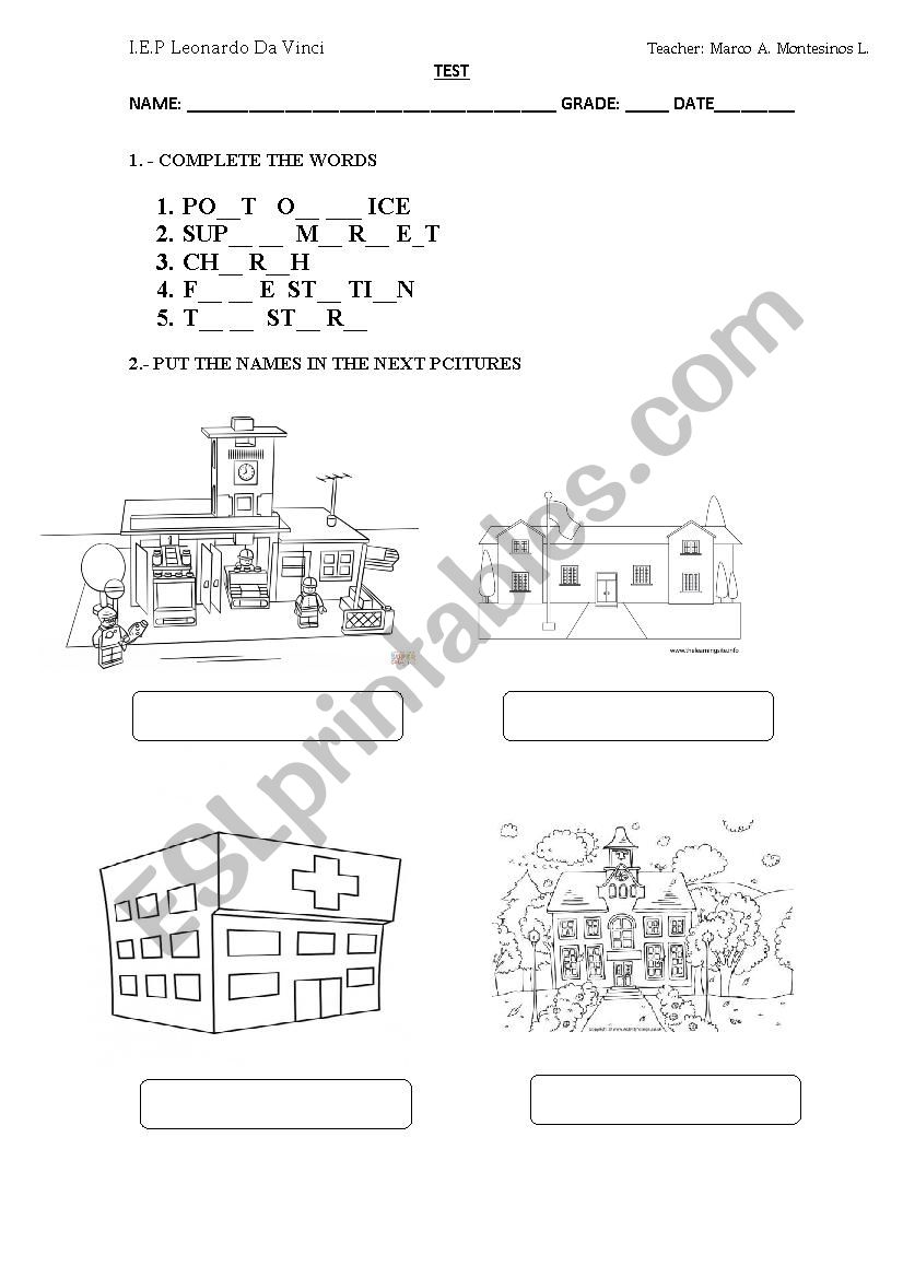 ANIMALS AND PLACES  worksheet