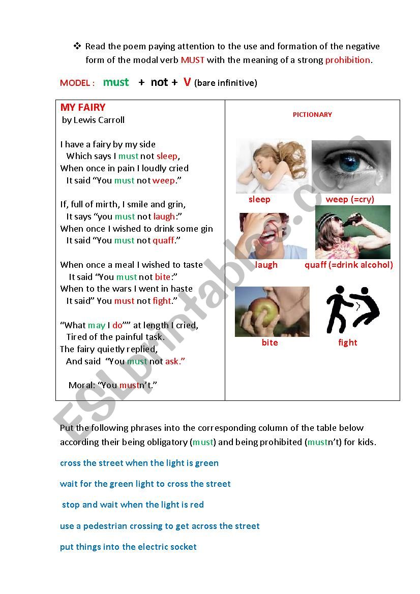 MY FAIRY (a poem + a grammar task)