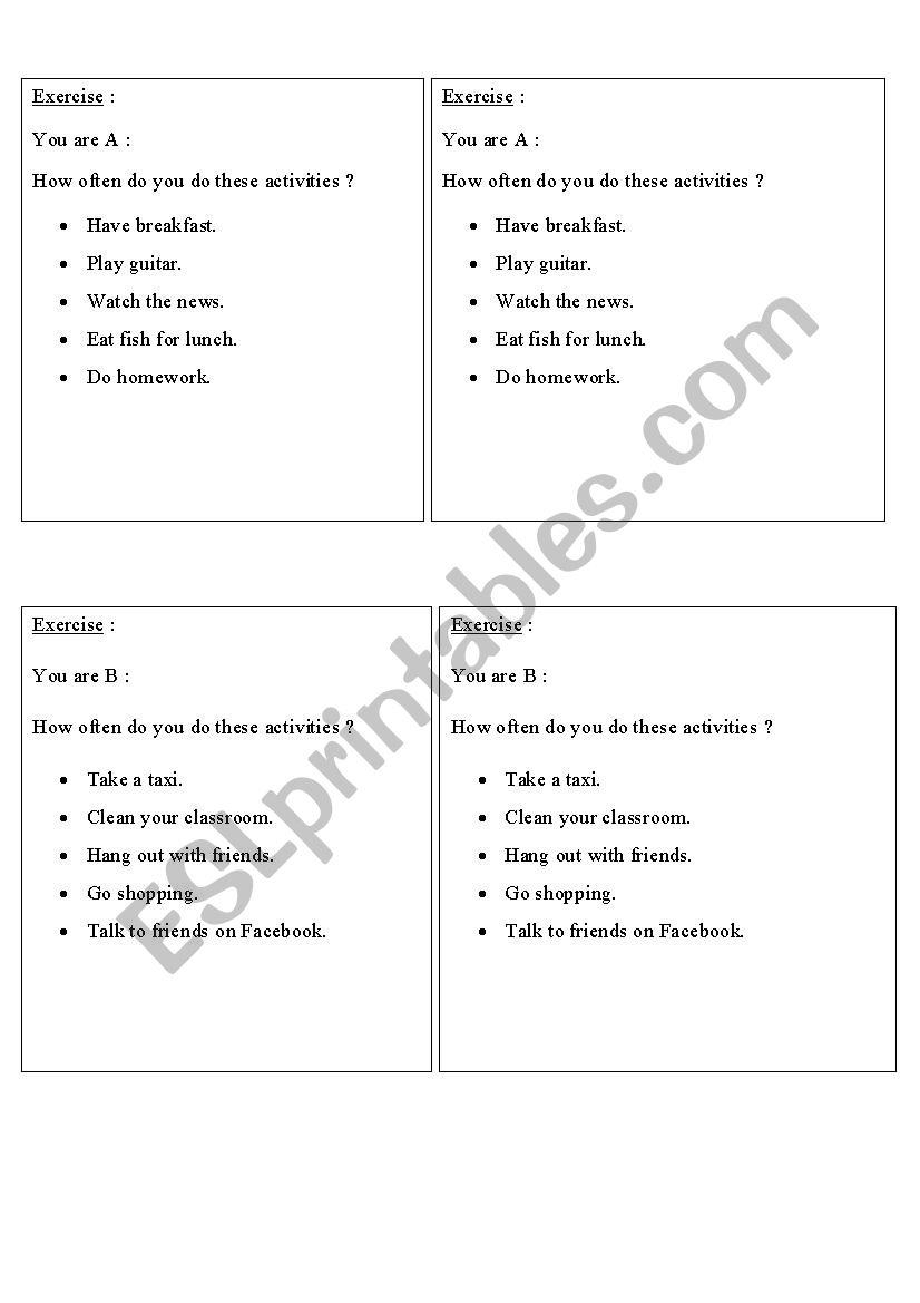 speaking activity (adverbs of frequency)