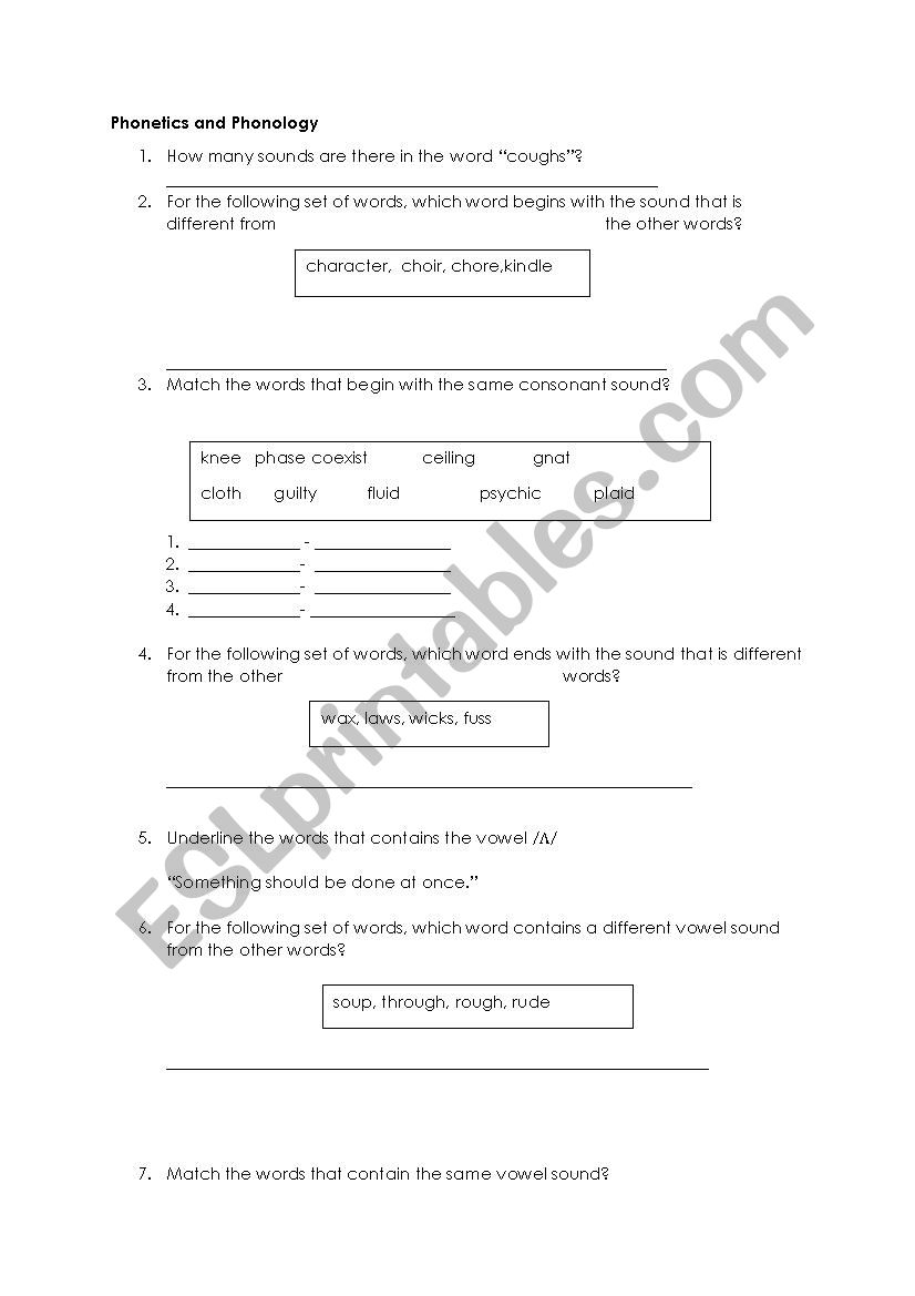 Consonants and Vowels quiz worksheet