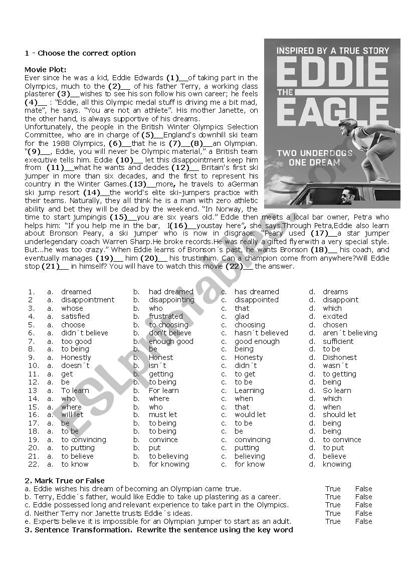 Eddie The Eagle worksheet