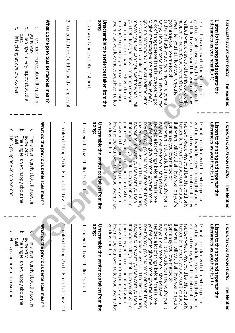 Song Â´I should have known betterÂ´ by The Beatles