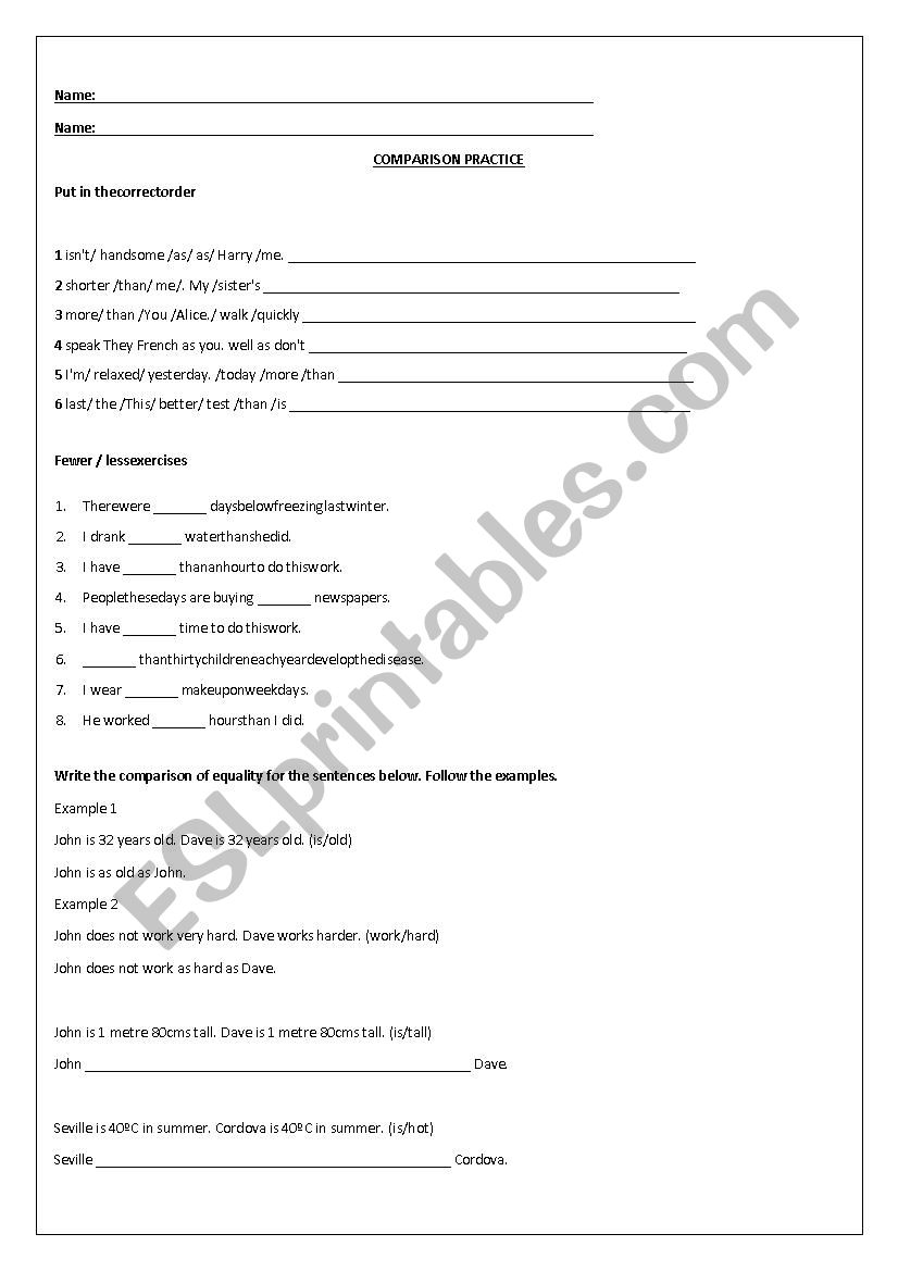 comparatives practice worksheet