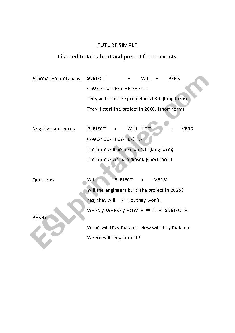 FUTURE SIMPLE GRAMMAR worksheet