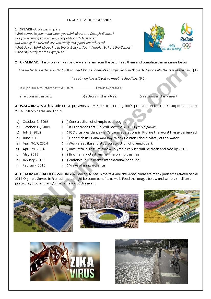 Olympic Games 2016 worksheet