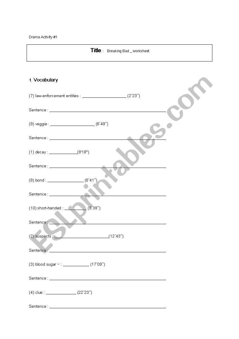 Drama activity_ breaking bad worksheet