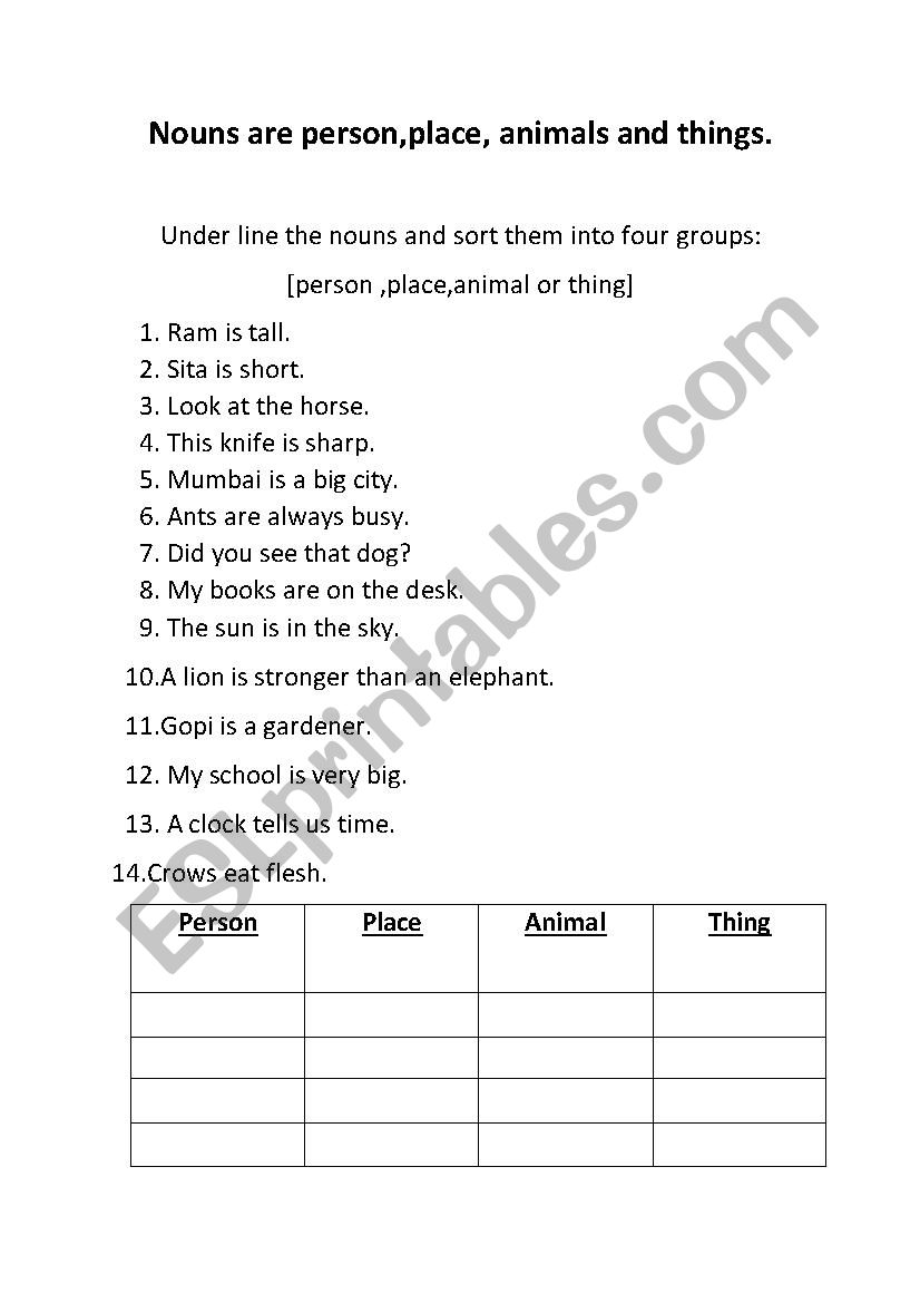 nouns practice worksheet