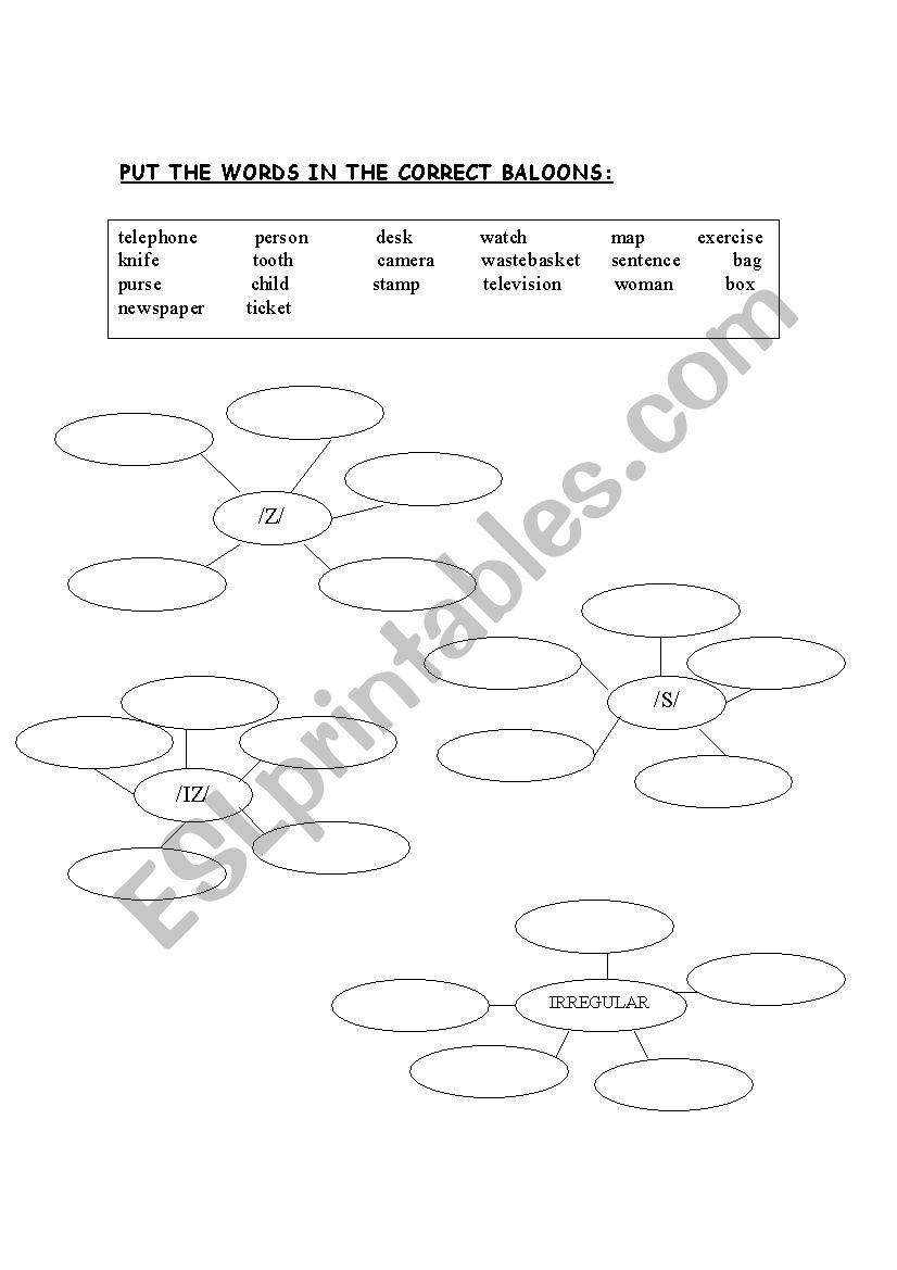 plural words worksheet