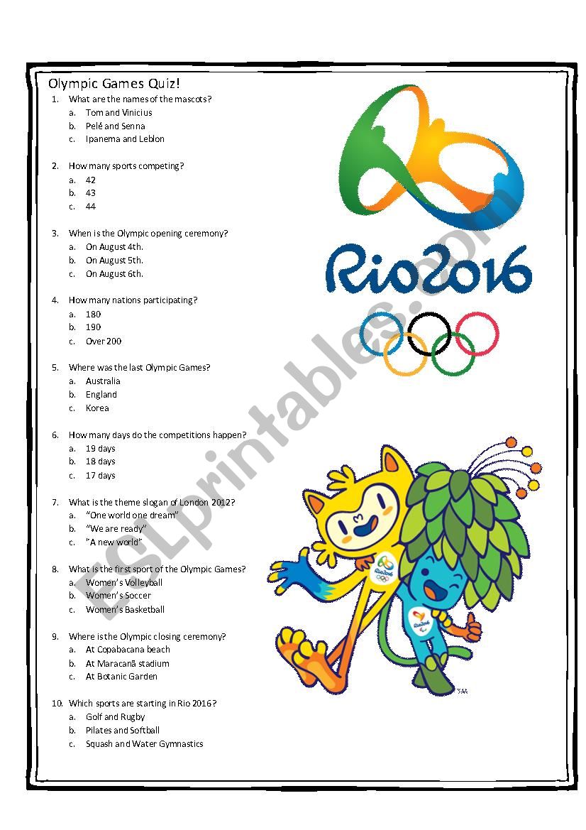 Olympic Games - Rio 2016  worksheet