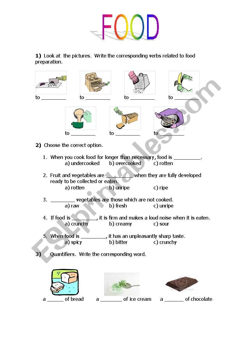 food worksheet