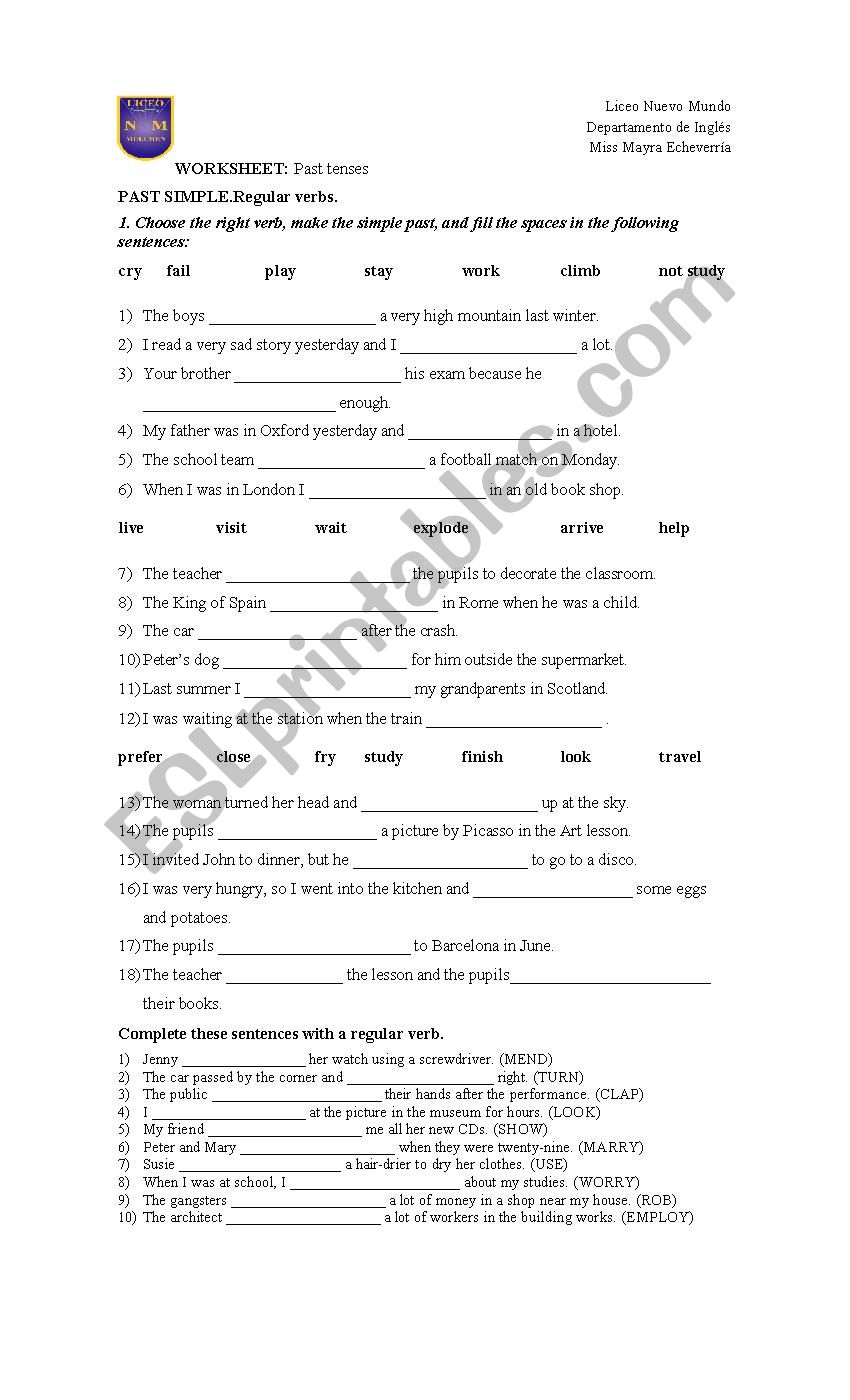 Simple Past Tense worksheet