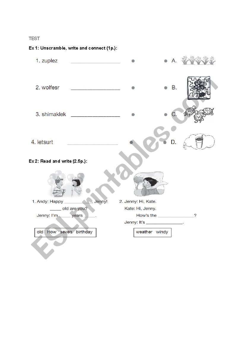 Final test for Lets go 1 worksheet