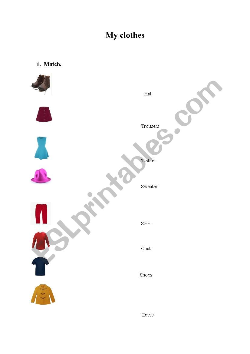 My clothes worksheet