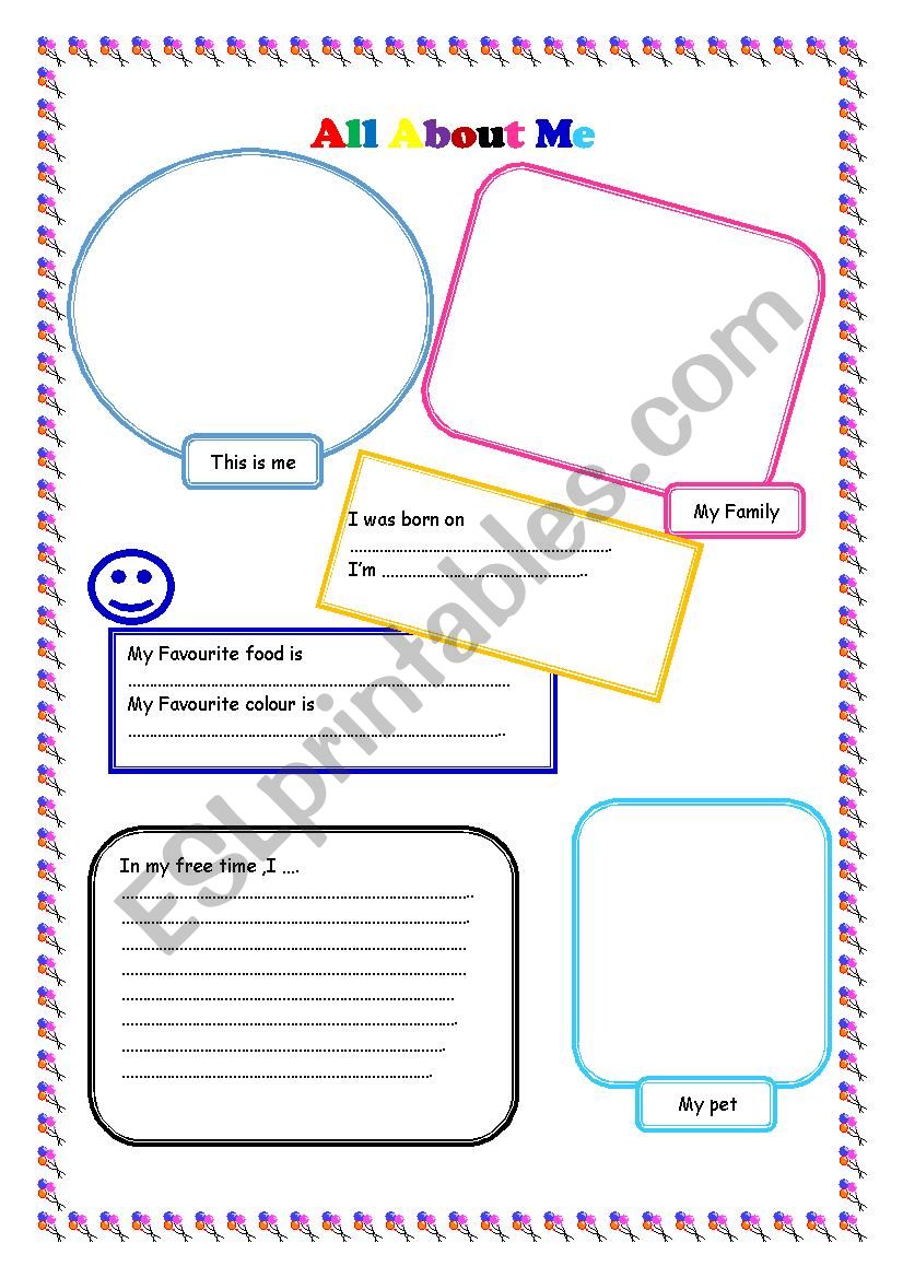 All About Me worksheet