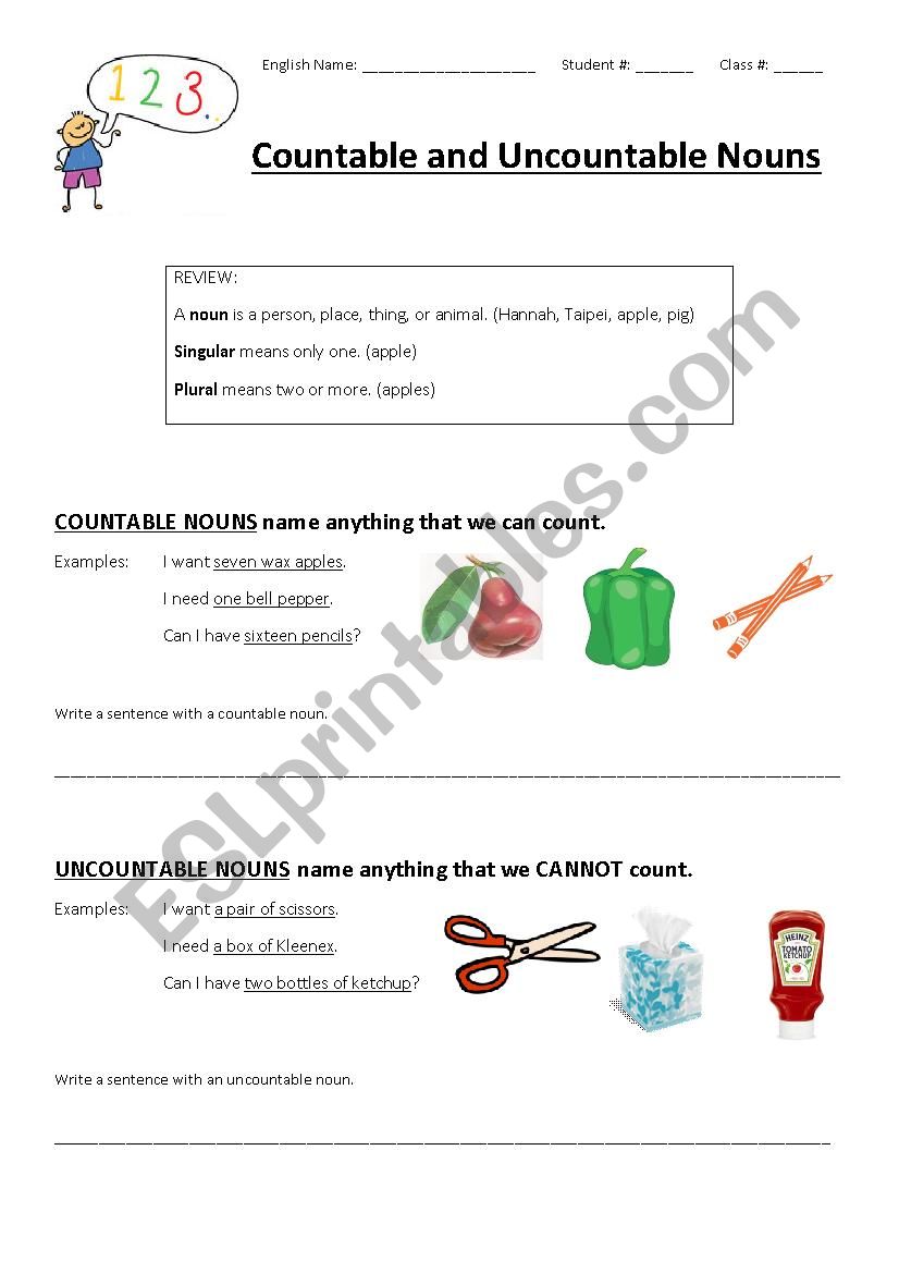 Countable and Uncountable Nouns