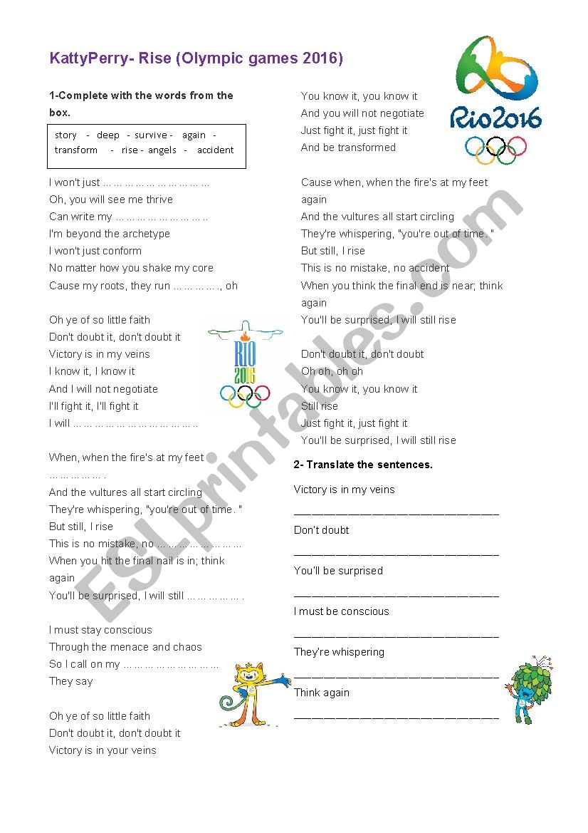 Rio 2016 worksheet