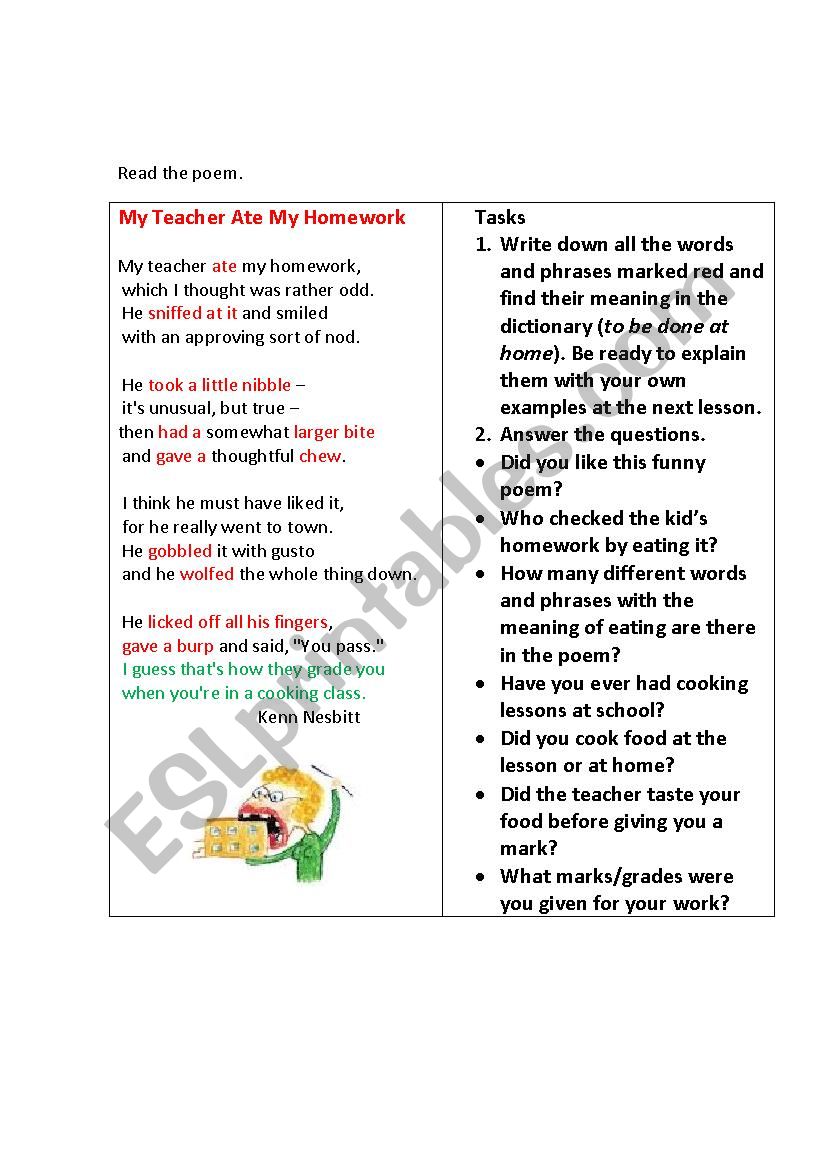 funny poems about homework