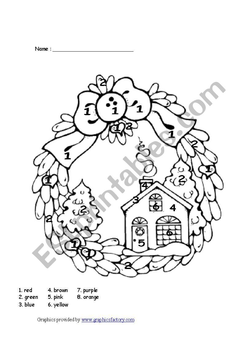 Christmas colour by number worksheet