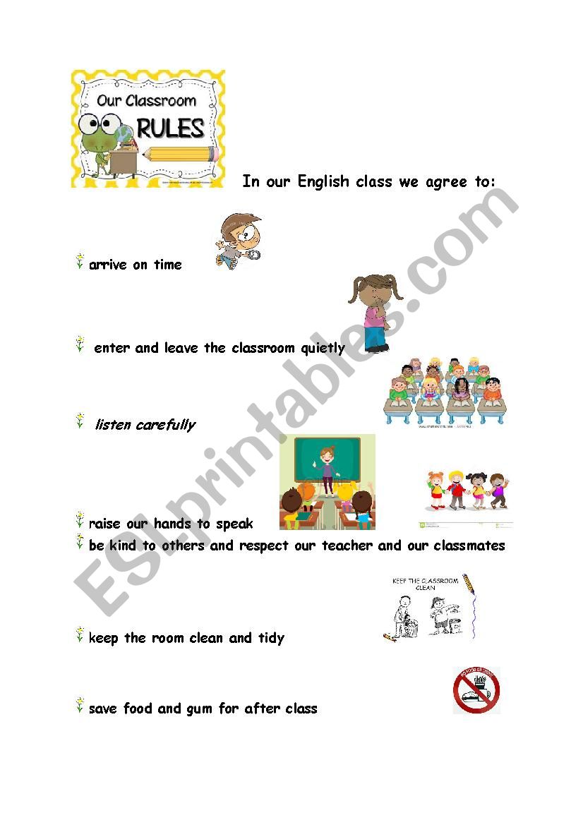 classroom rules worksheet