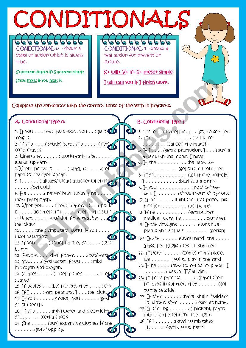 Conditionals 0-1 worksheet Conditionals 0-1 worksheet