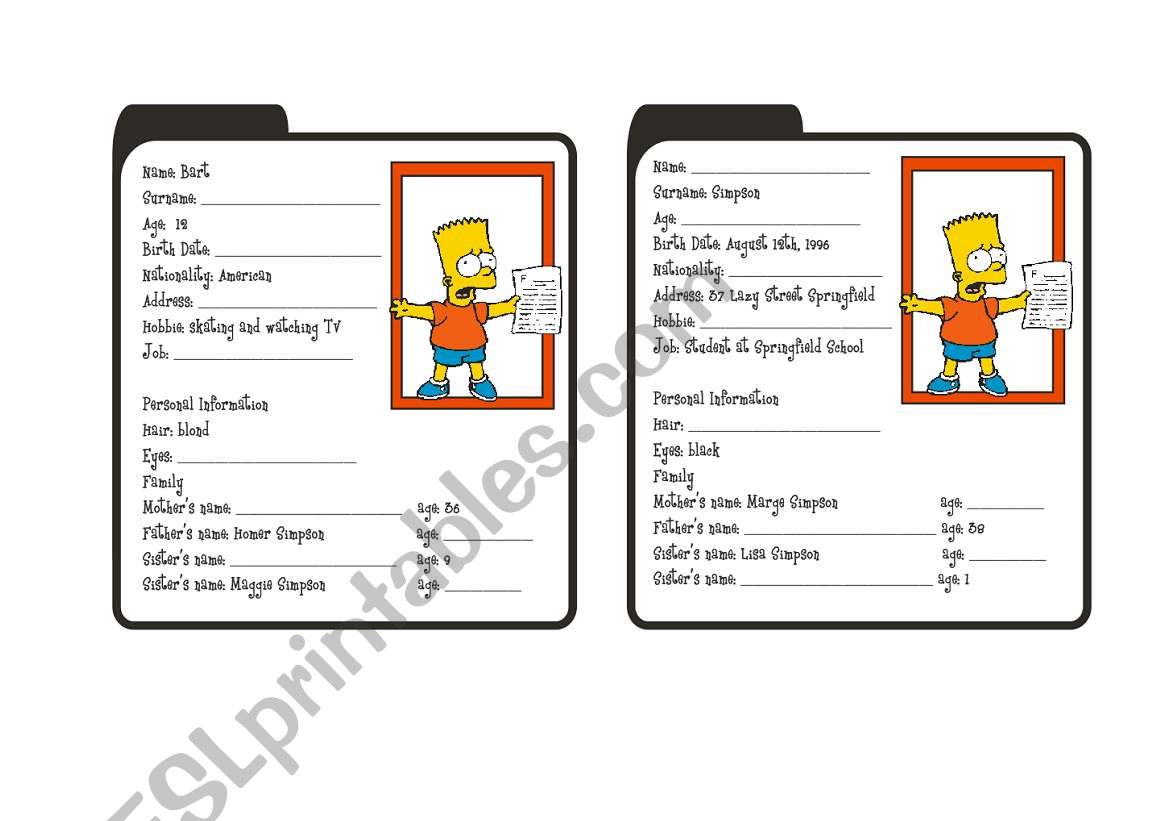 Information Exchange worksheet