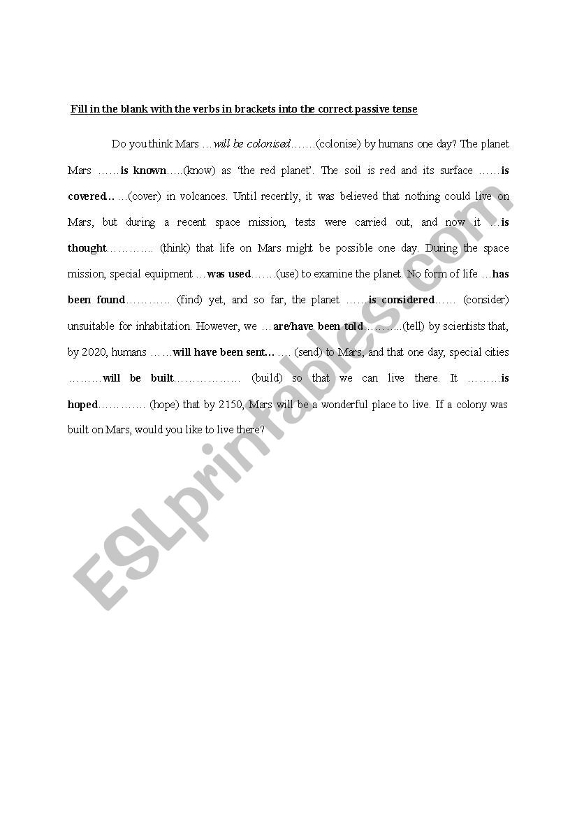 Grammar worksheet