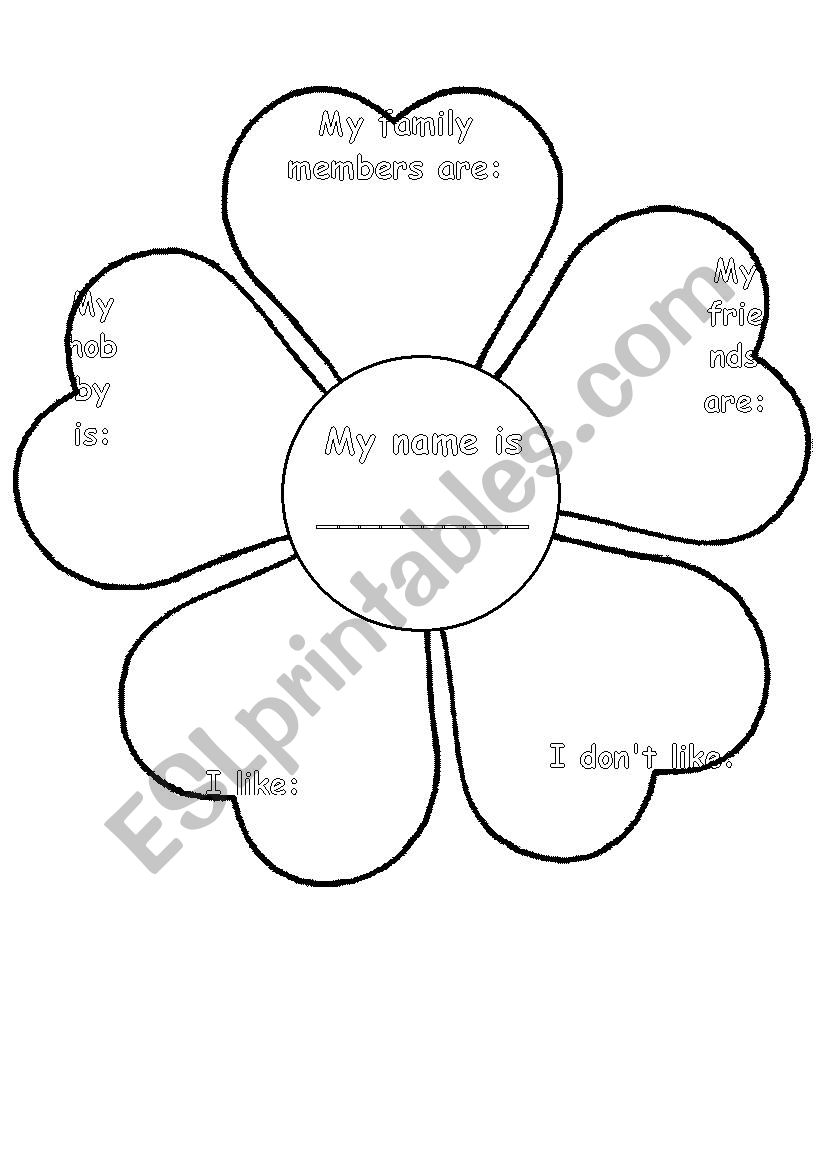 About myself flower  worksheet