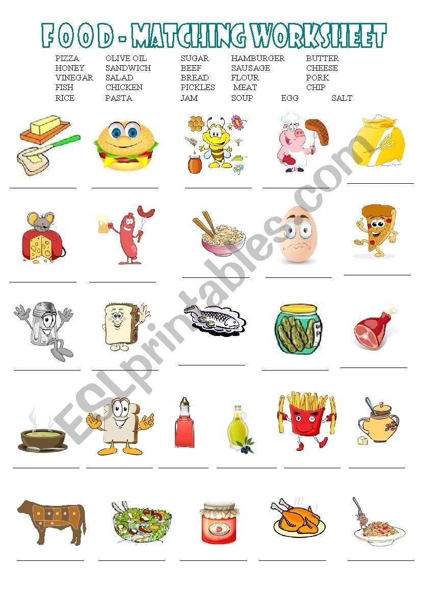 Food matching worksheet worksheet