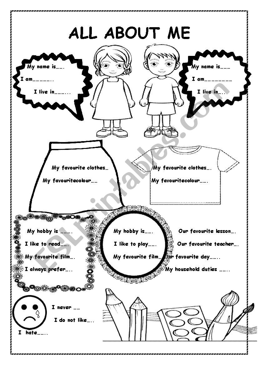 Back to school. ALL ABOUT ME- profile.  2 PAGES