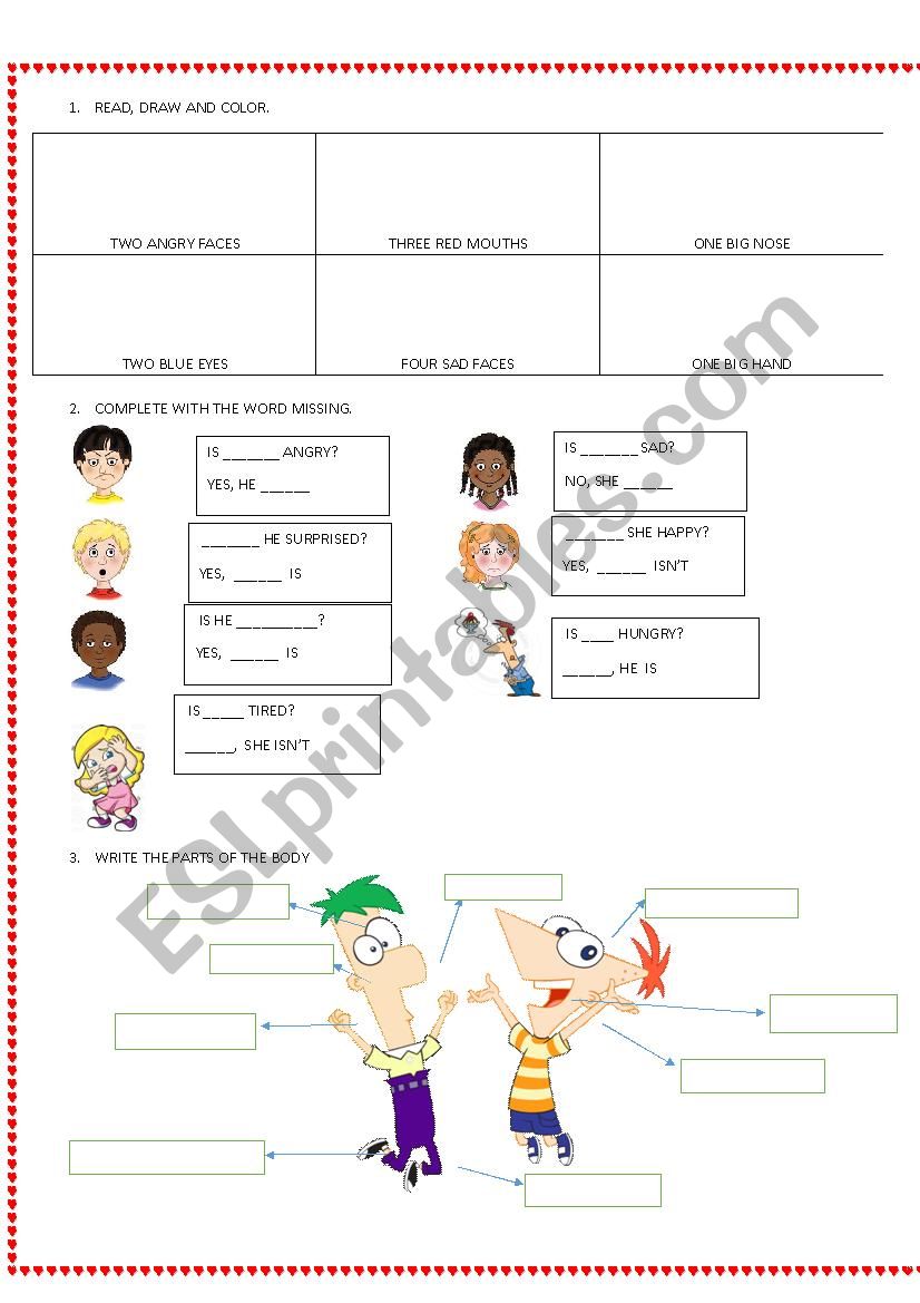 Parts of the body and yes-no questions