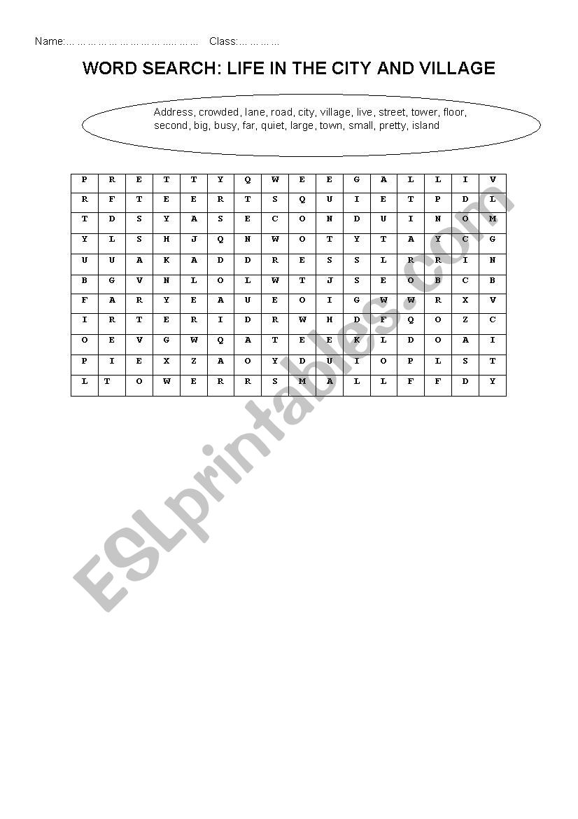 word search  worksheet