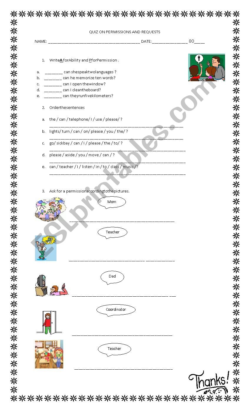permissions and requests worksheet