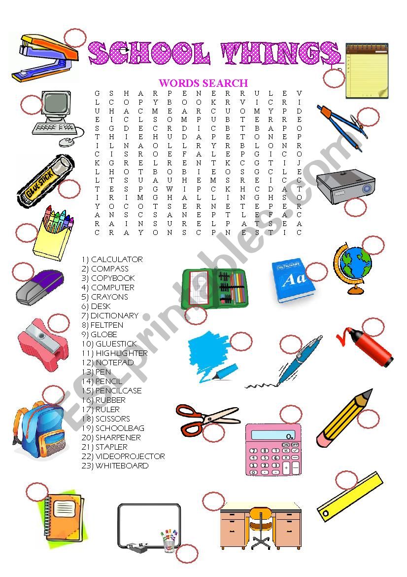 School - thing (wordsearch) worksheet