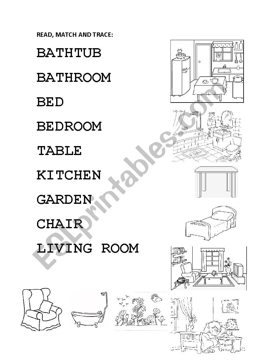 Parts of the house worksheet