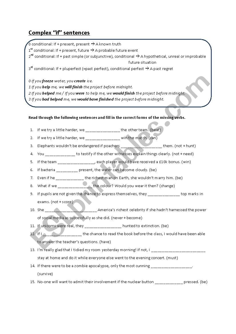 All conditionals: overview exercises