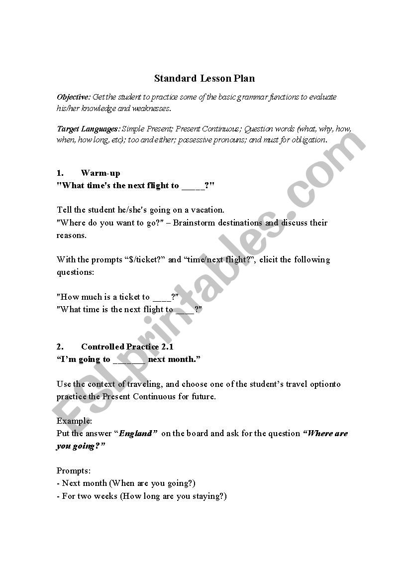 Leveling Lesson worksheet