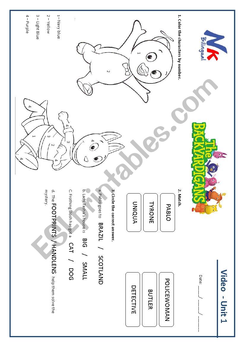 Backyardigans worksheet