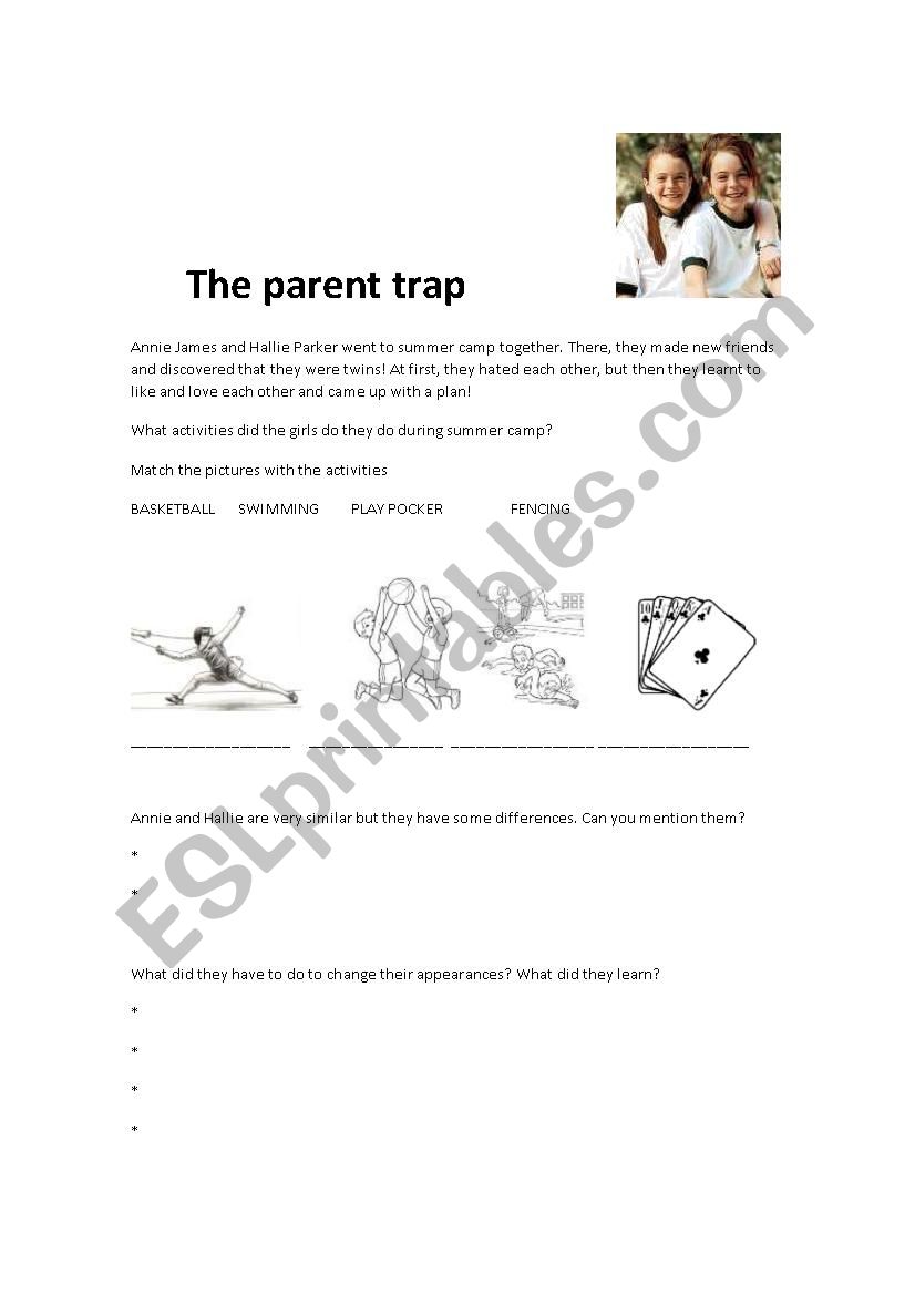 The parent trap worksheet